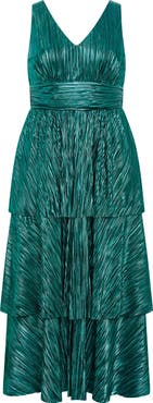 City Chic Metallic Tiered Maxi Dress