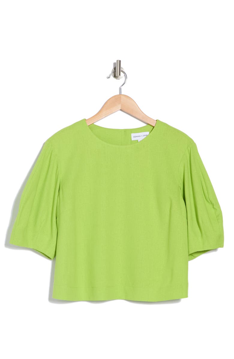 Gemma + Jane Balloon Sleeve Top, Alternate, color, Green
