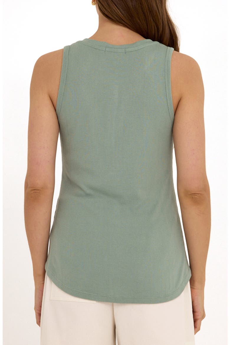 Akia Feather Ribbed Henley Tank, Alternate, color, WASABI