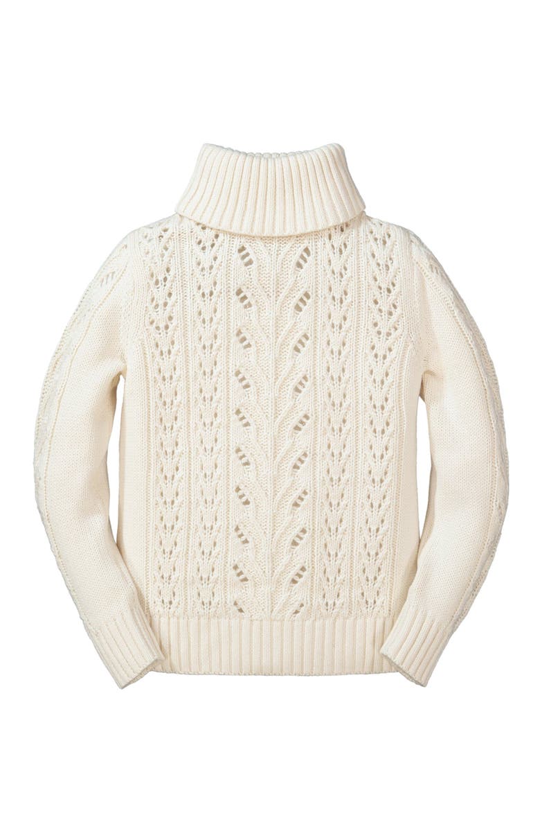 Hope & Henry Baby Girls' Organic Pointelle Turtleneck Sweater, Infant, Main, color, Ivory