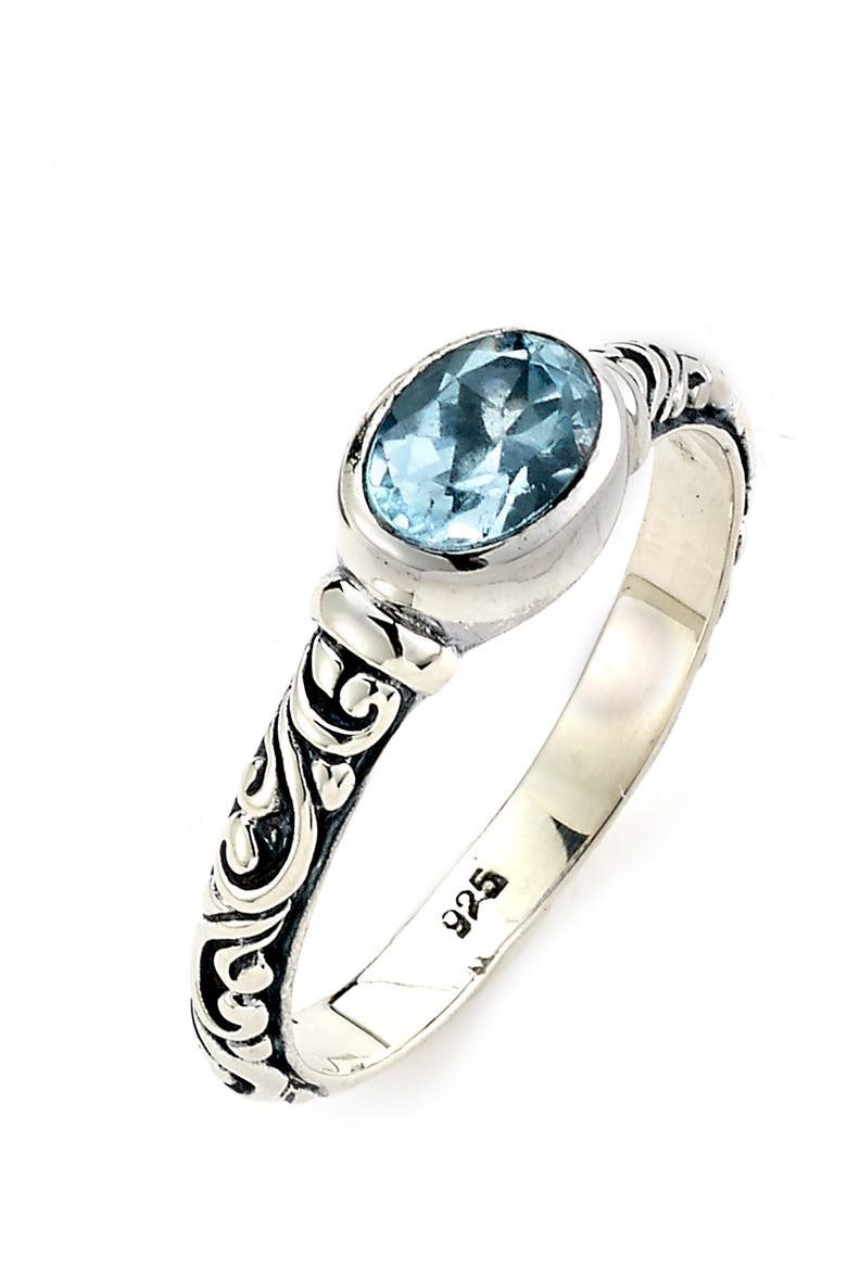 Sterling Silver Oval Blue Topaz Ring, Main, color, BLUE