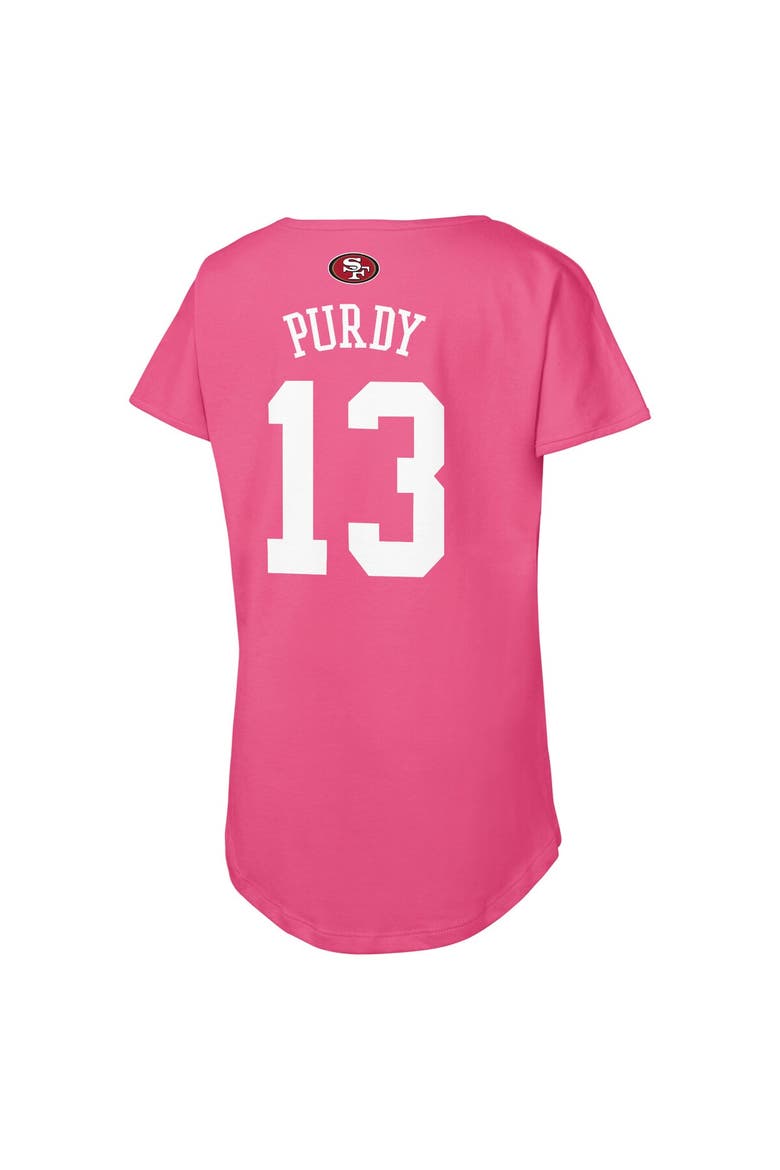 Girls Youth Outerstuff Brock Purdy Pink San Francisco 49ers Player Name & Number T-Shirt, Alternate, color, Pink