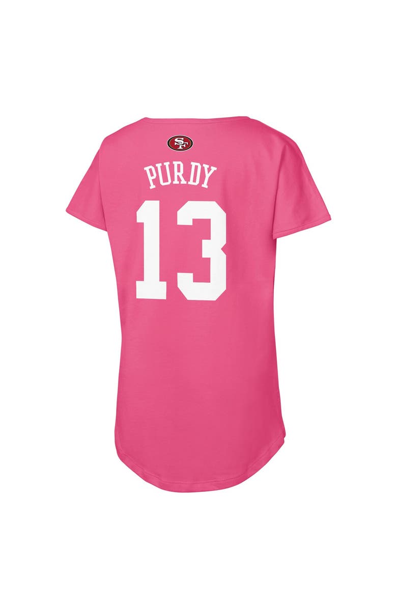 Outerstuff Girls Youth Outerstuff Brock Purdy Pink San Francisco 49ers Player Name & Number T-Shirt, Alternate, color, Pink
