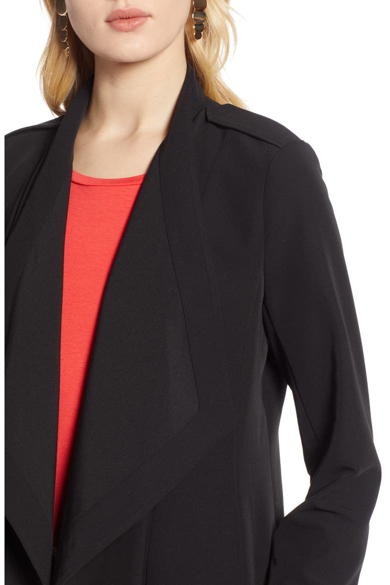 Drape Front Lightweight Jacket, Alternate, color, BLACK