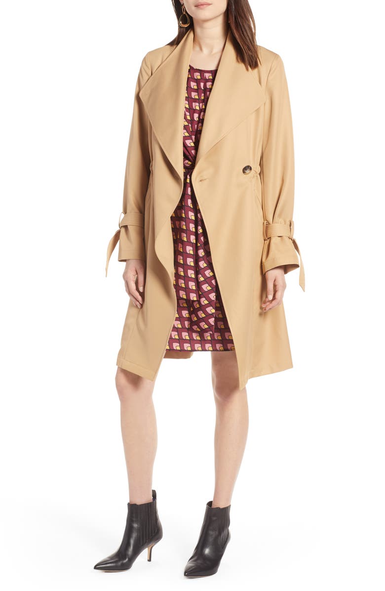 Halogen<sup>®</sup> Tie Sleeve Trench Coat, Main, color,