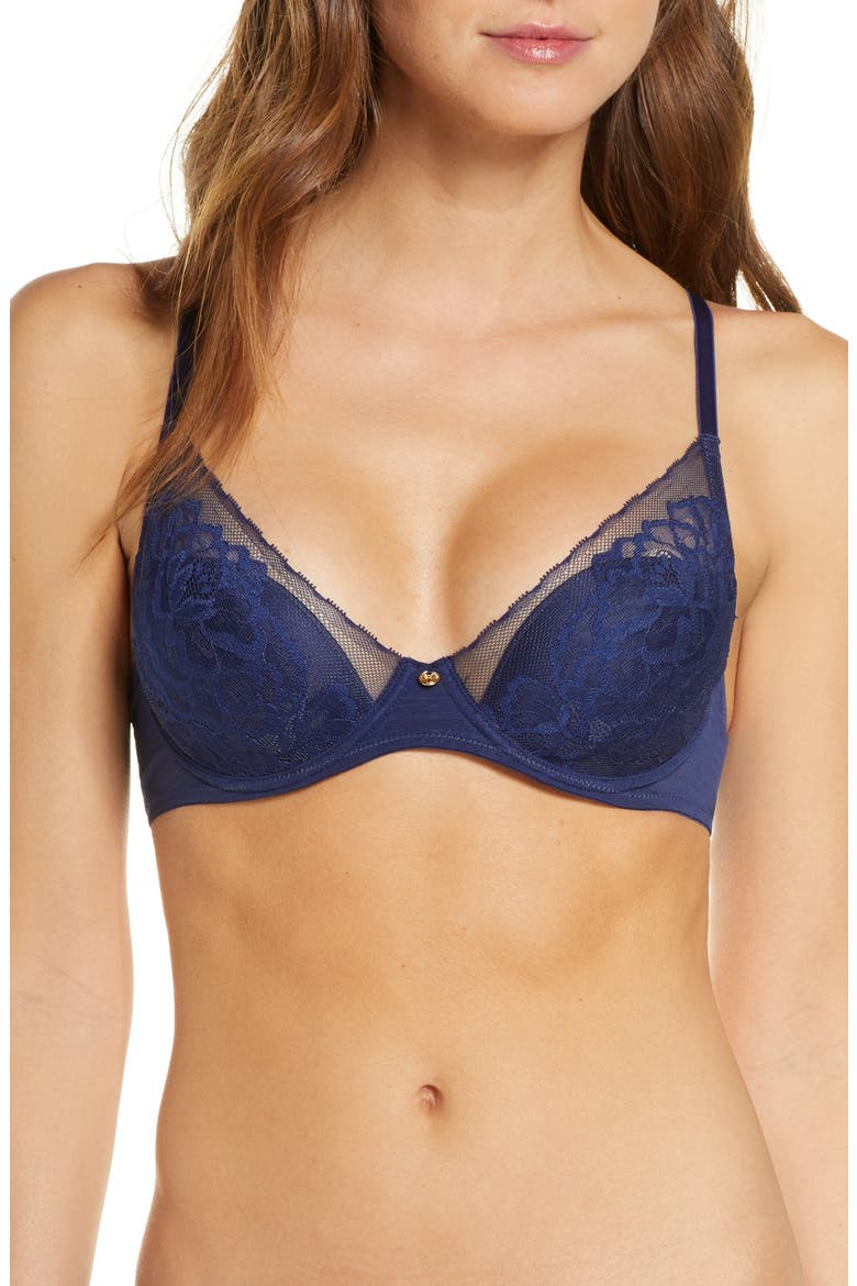 Flora Underwire Contour Bra, Main, color, DARK NIGHT