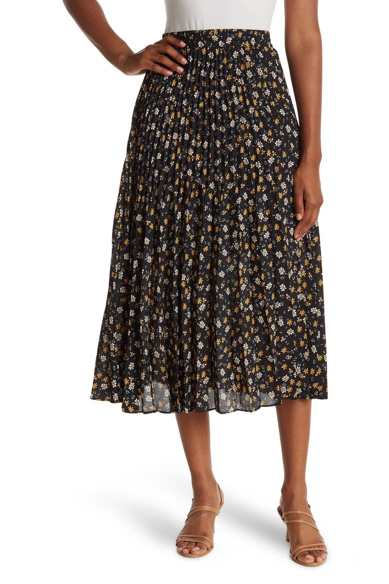 Pleated Midi Skirt, Main, color, BKGLTMNL