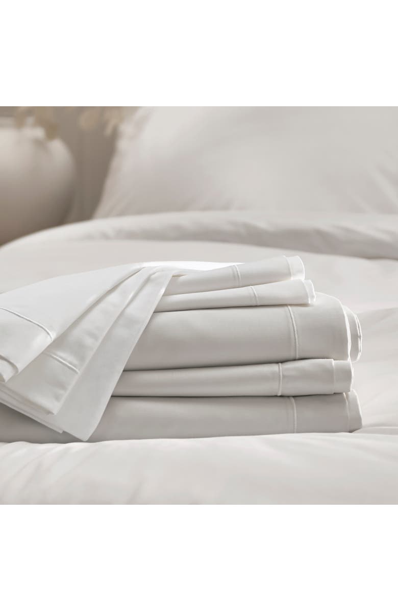 CHRISTY Premium Luxury Sateen Cotton Flat Sheets, Alternate, color, White