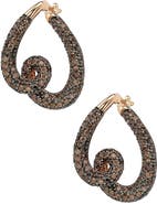 SUZY LEVIAN 14K Rose Gold Plated Sterling Silver Chocolate CZ Twisted Hoop Earrings