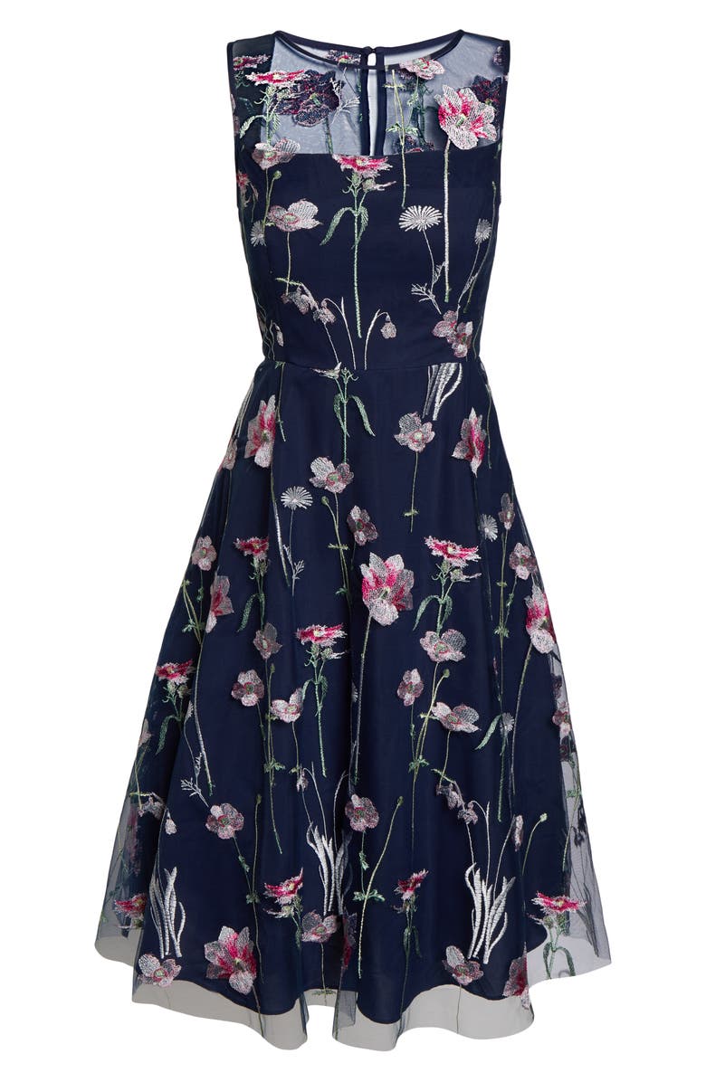 Eliza J Embroidered Floral Sleeveless Dress, Alternate, color,