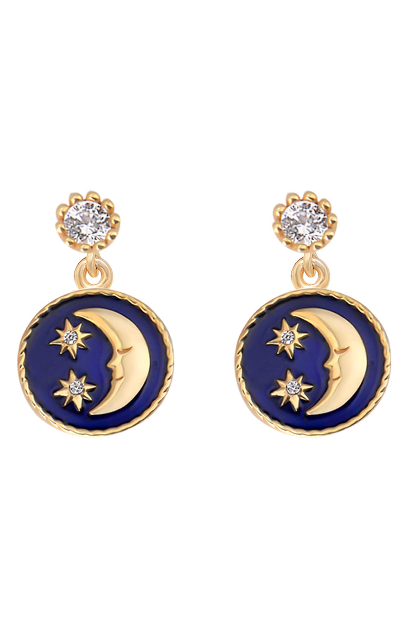 GABI RIELLE Luna French Blue Enamel Earrings
