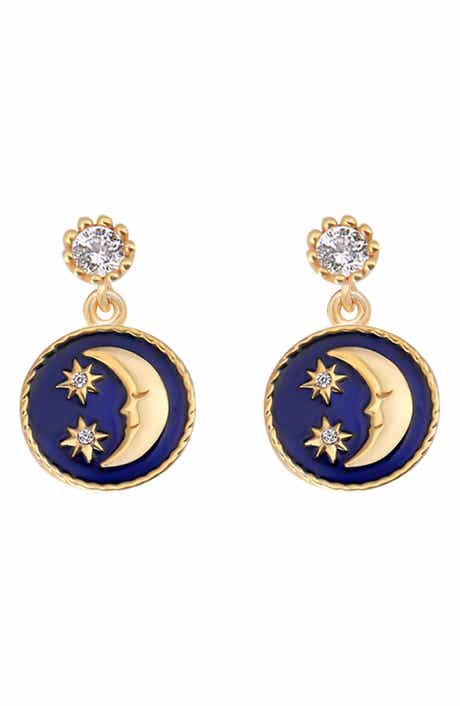 GABI RIELLE Luna French Blue Enamel Earrings