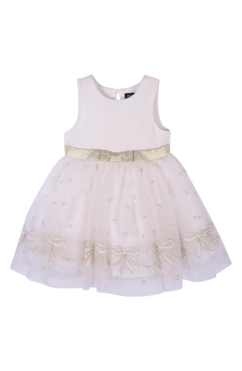 Ponte Bodice Mesh Skirt Party Dress (Baby)