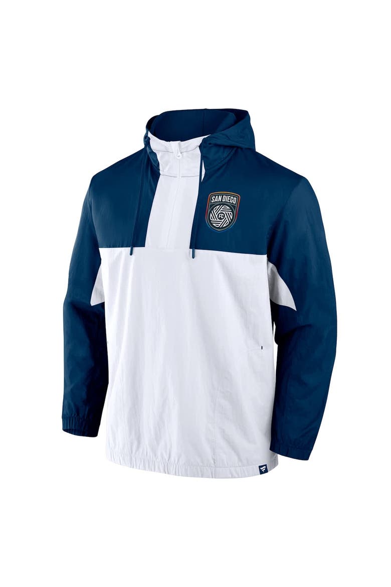 Men's Fanatics Navy San Diego FC Free Kick Woven Quarter-Zip Hoodie Jacket, Alternate, color, Navy