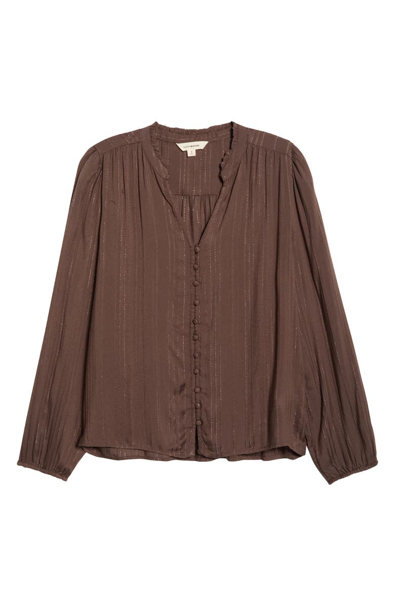 Lucky Brand Shine Button Front Top, Main, color, Chocolate Brown
