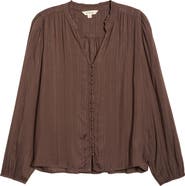 Lucky Brand Shine Button Front Top