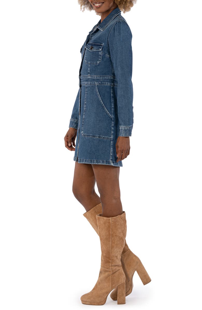 KUT from the Kloth Priscilla Long Sleeve Denim Mini Shirtdress, Alternate, color, 
