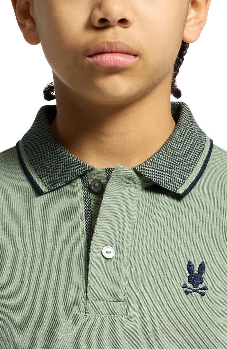Psycho Bunny Kids' Evandale Cotton Pique Polo, Alternate, color, Sea Spray
