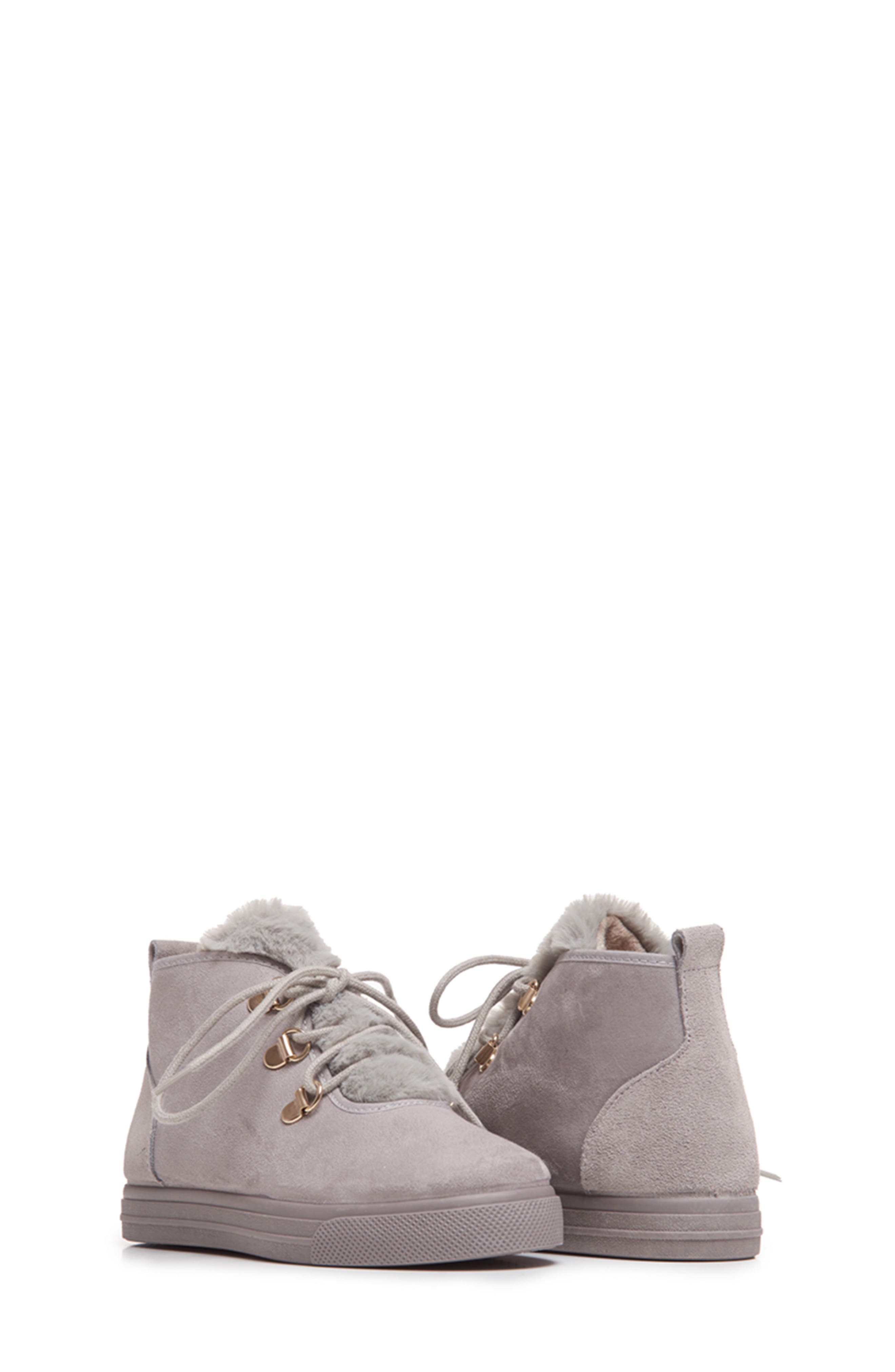 Faux Shearling Lined Bootie Sneaker, Main, color, GREY