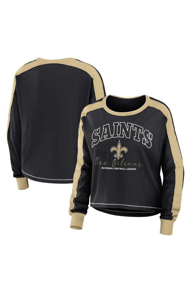 WEAR by Erin Andrews Women's WEAR by Erin Andrews Black New Orleans Saints Plus Size Colorblock Long Sleeve T-Shirt, Main, color, Black