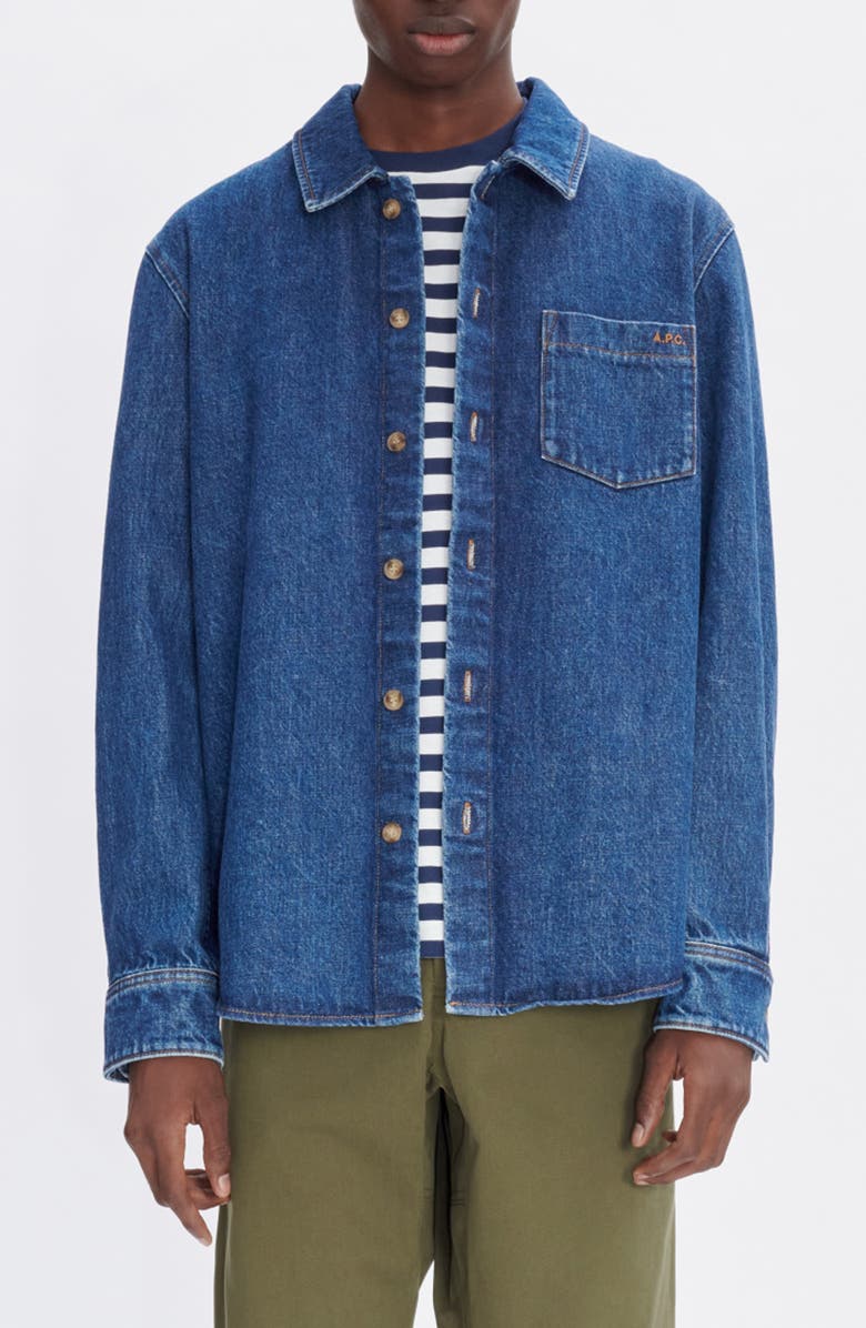 A.P.C. Vittorio Brodee Denim Button-Up Shirt, Main, color, 