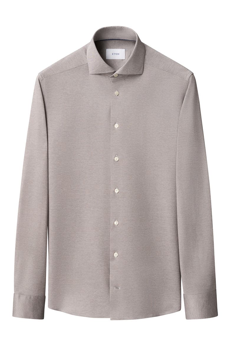 Contemporary Fit Filo di Scozia Jersey Dress Shirt, Alternate, color, MEDIUM BROWN