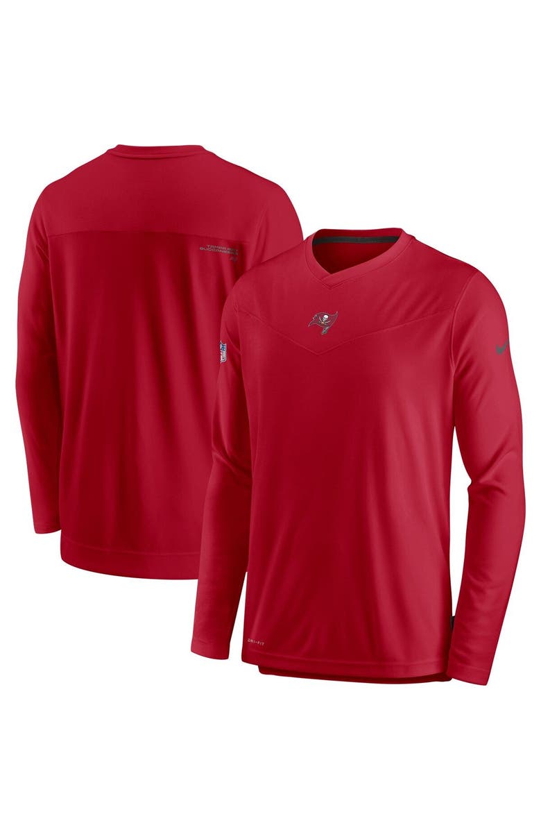 Nike Men's Nike Red Tampa Bay Buccaneers Sideline Coaches Performance Long Sleeve V-Neck T-Shirt, Main, color, 