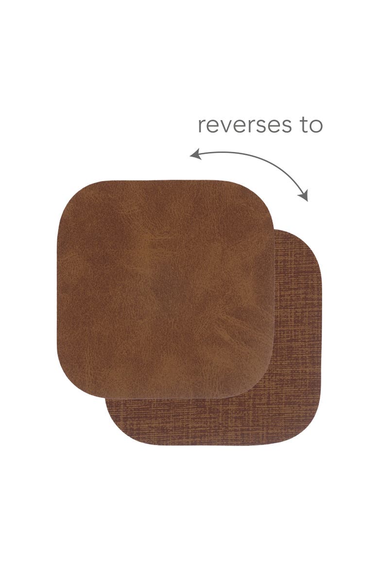Santiago Rectangular Bio Based Vinyl Coasters, Set of 4, Alternate, color, Light Brown