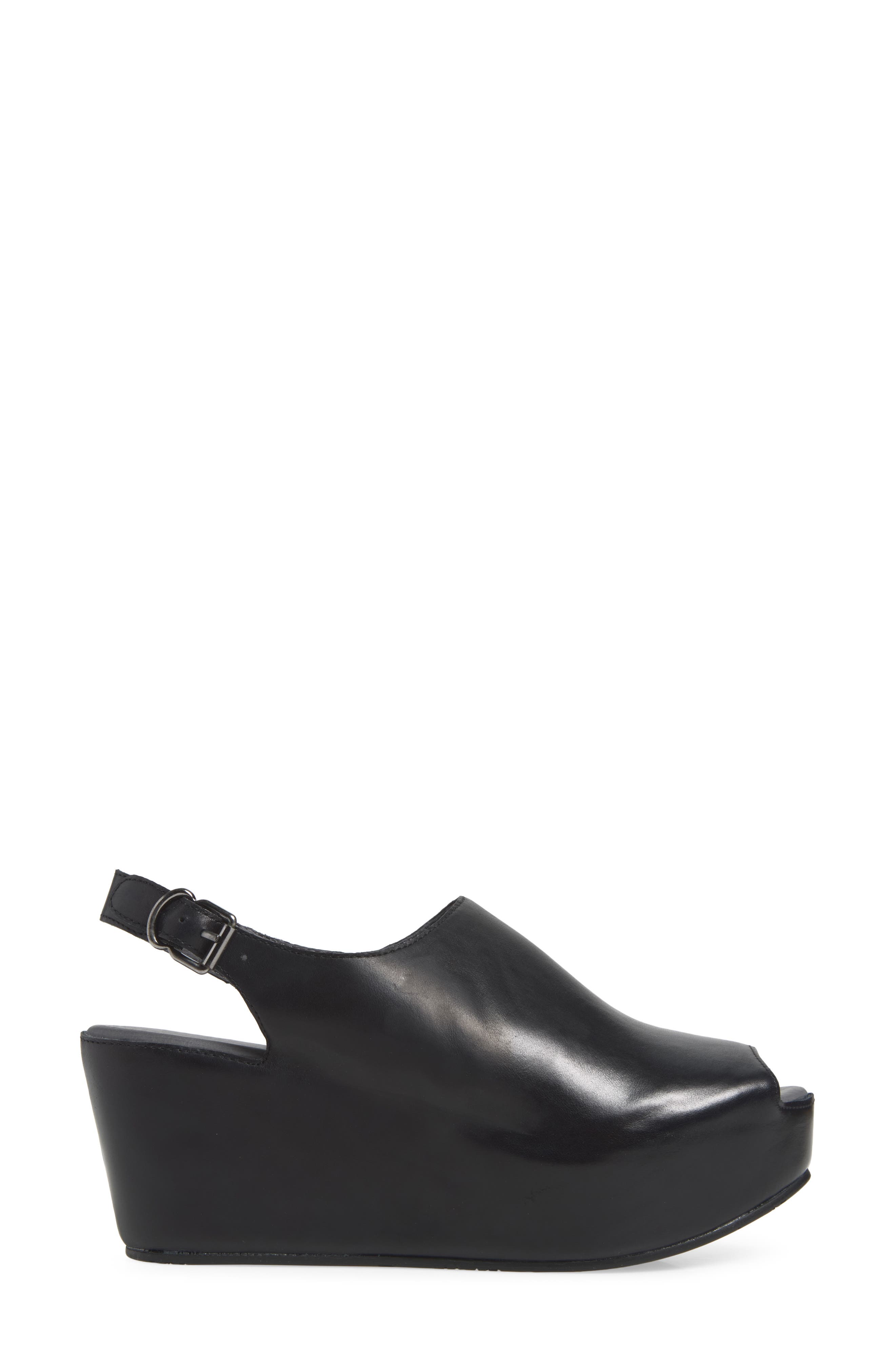 Waby Slingback Peep Toe Platform Wedge Mule, Alternate, color, BLACK LEATHER