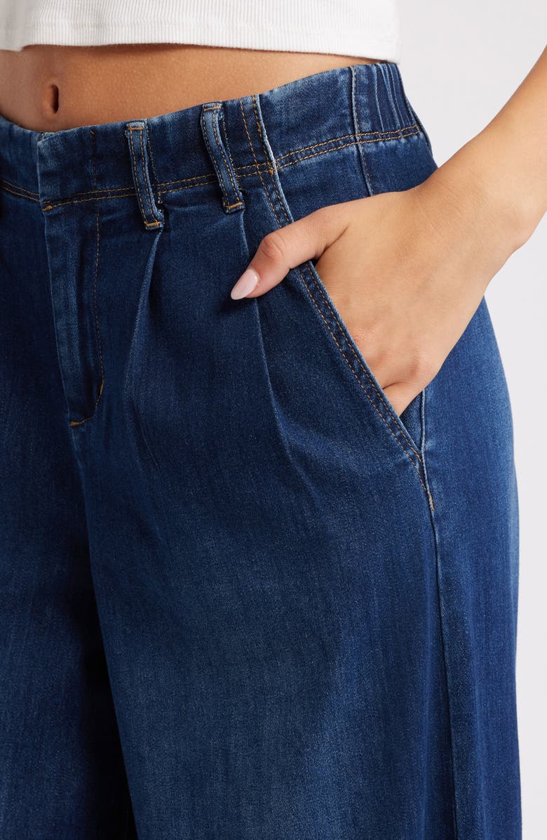 Pleated High Waist Super Wide Leg Jeans