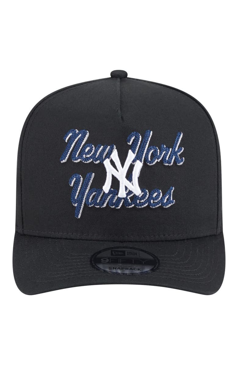 New Era Men's New Era Black New York Yankees Chainstitch 9FIFTY A-Frame Snapback Hat, Alternate, color, Black