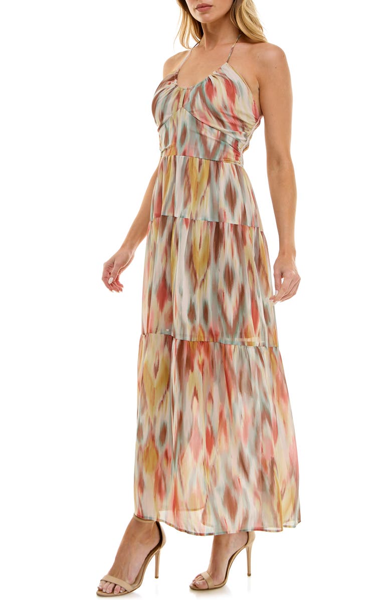 Socialite Halter Neck Tiered Maxi Dress, Alternate, color,