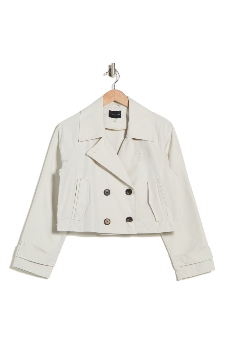 Double Breasted Crop Trench, Alternate, color, TRAVERTINE