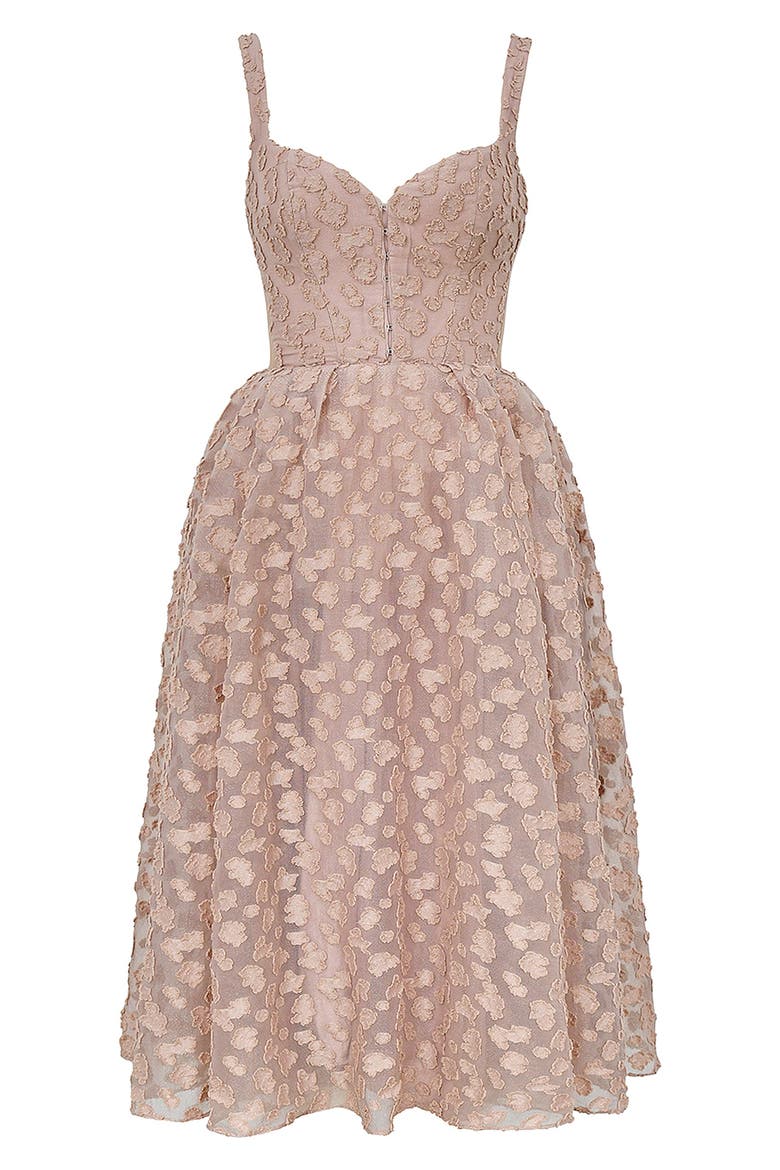 Lovely Floral Jacquard Midi Dress, Alternate, color, ADOBE ROSE