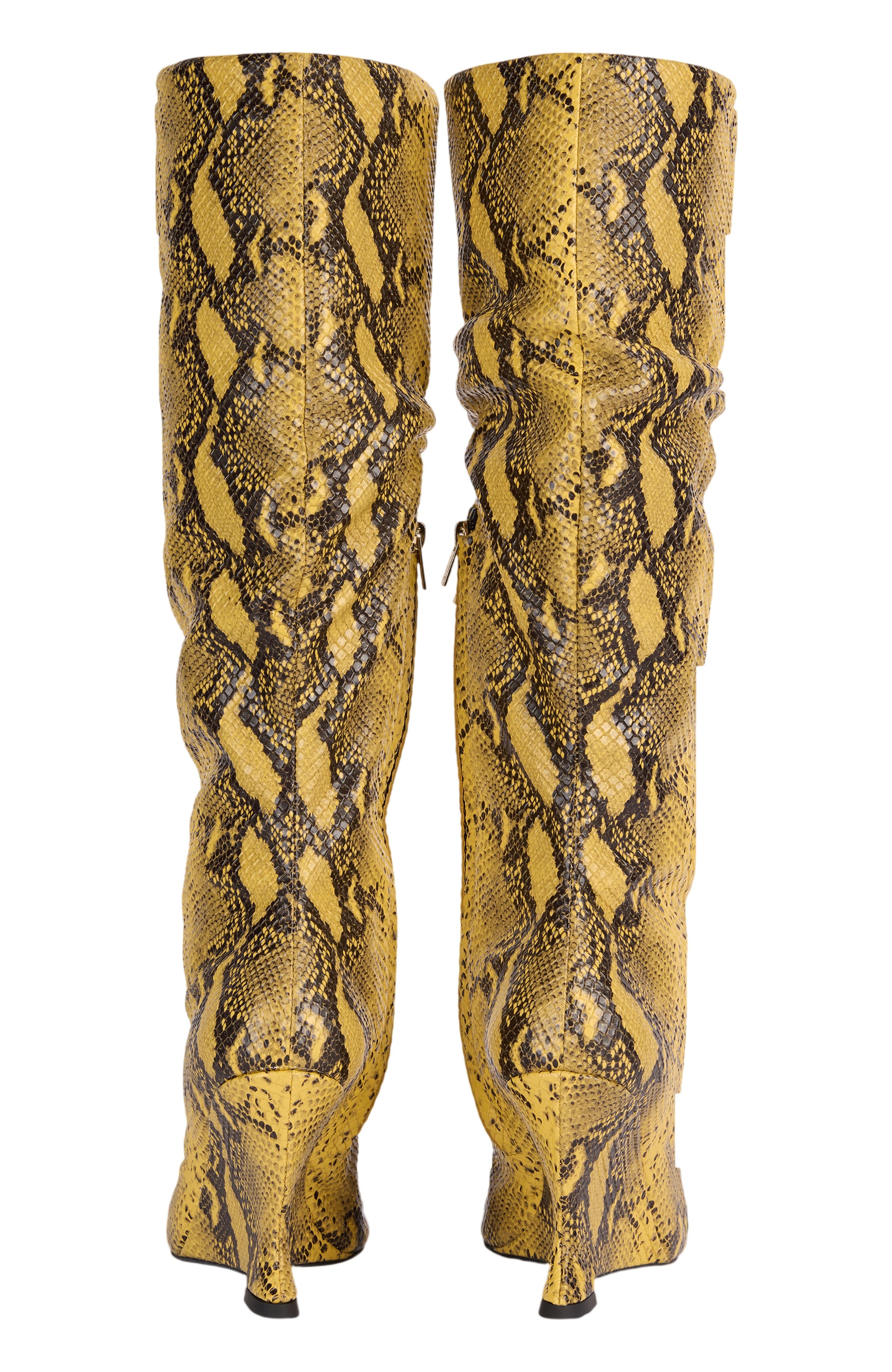 Wedge boots in python-effect leather, Alternate, color, yellow