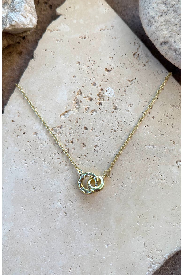 Cubic Zirconia Link Pendant Necklace, Alternate, color, GOLD