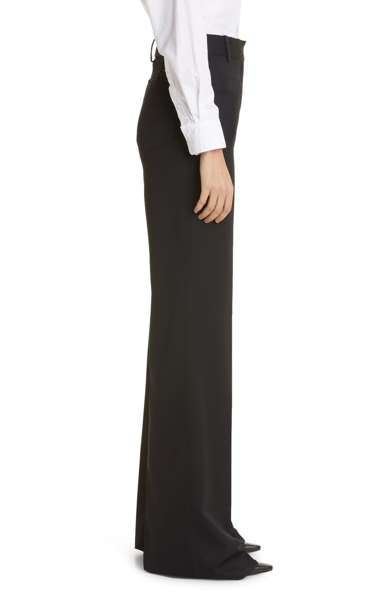 Nili Lotan Christophe Wide Leg Virgin Wool Pants, Alternate, color, Black