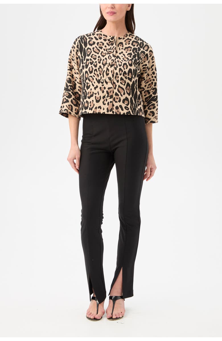 Trina Turk Critique Cropped Leopard Jacket, Alternate, color, 