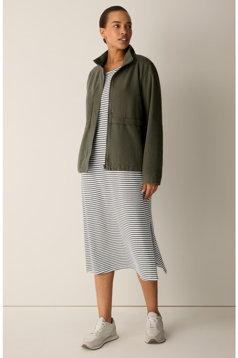 Stripe T-Shirt Midi Dress, Alternate, color, OLIVE
