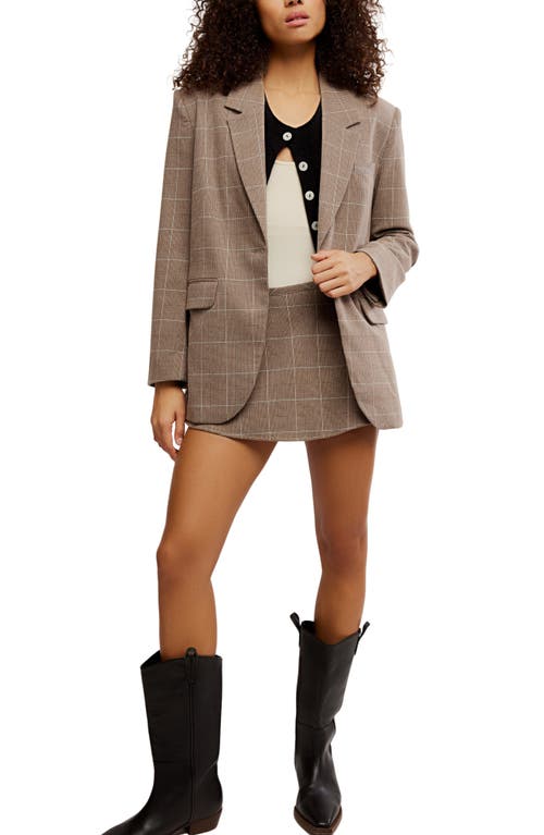 Free People Paper Cut Pinstripe One Button Blazer In Brown