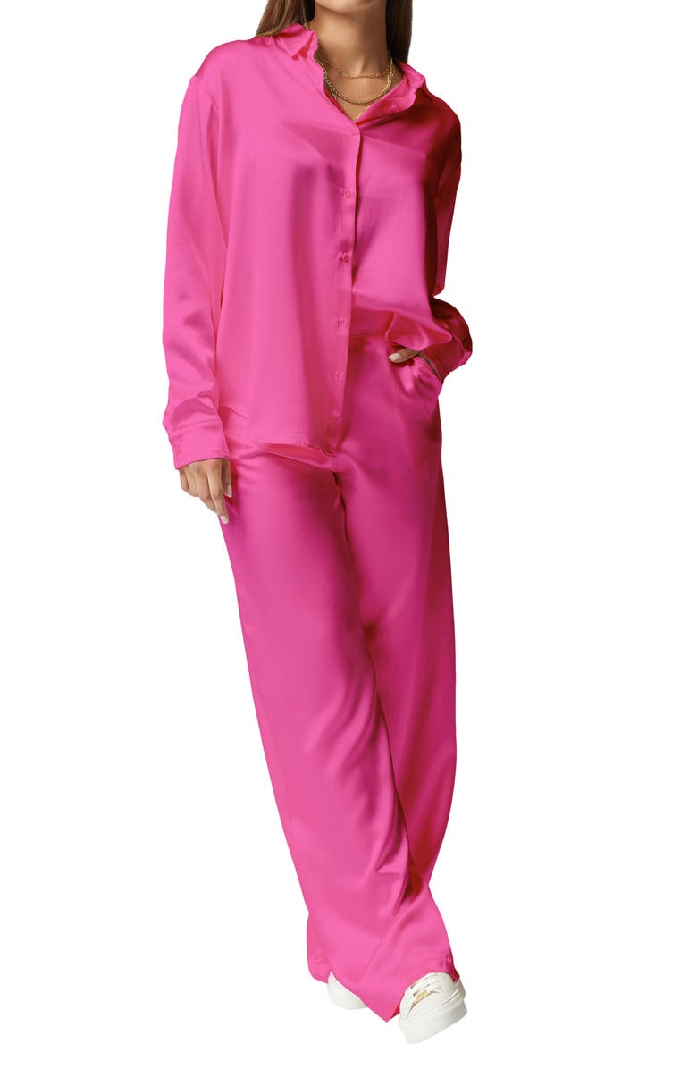 LITA by Ciara Soiree Stretch Charmeuse Silk Button-Up Shirt, Alternate, color,