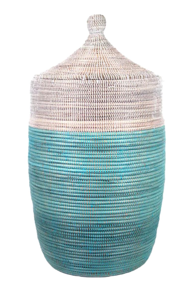 Dou Lid Storage Basket Two-Tone, Main, color, Turquoise and White