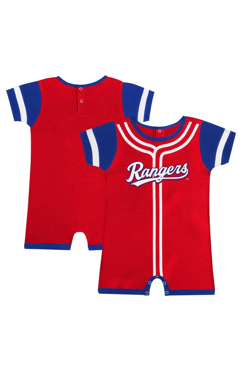 Outerstuff Newborn & Infant Fanatics Branded Red Texas Rangers Fast Pitch Romper, Main, color, 