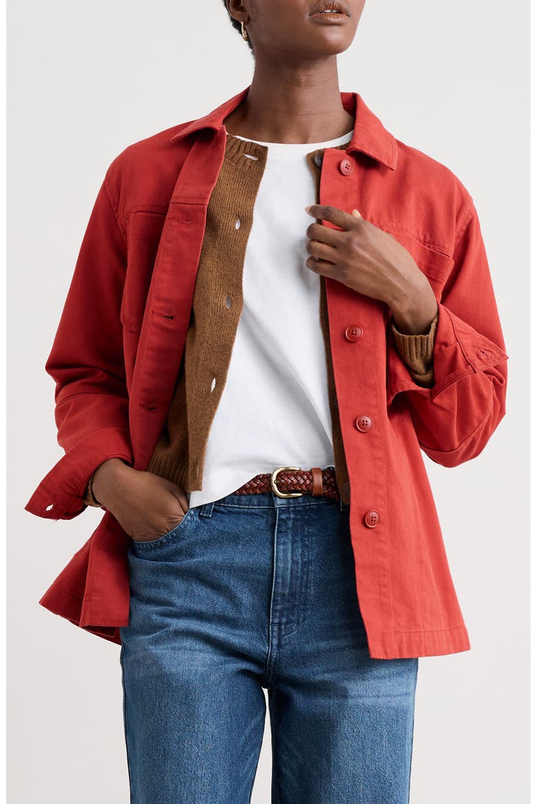 Long Field Organic Cotton Chore Jacket, Main, color, DARK CINNAMON