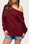 EDIKTED Damari Waffle Stitch One-Shoulder Knit Top