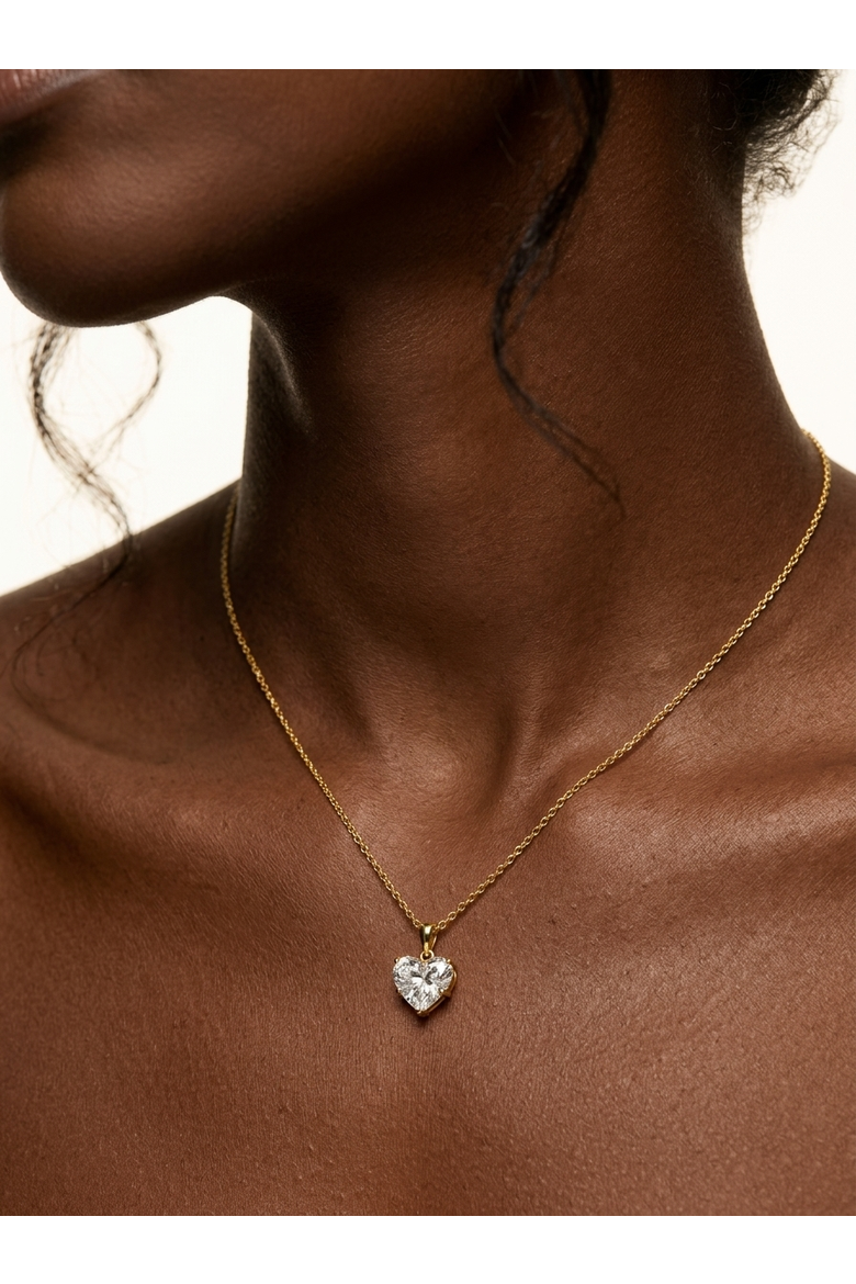 Crystal Heart Necklace and Earrings Set, Alternate, color, Gold