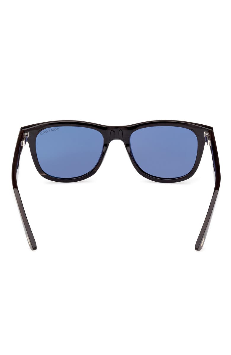 TOM FORD 53mm Polarized Square Sunglasses, Alternate, color, Black Horn / Blue
