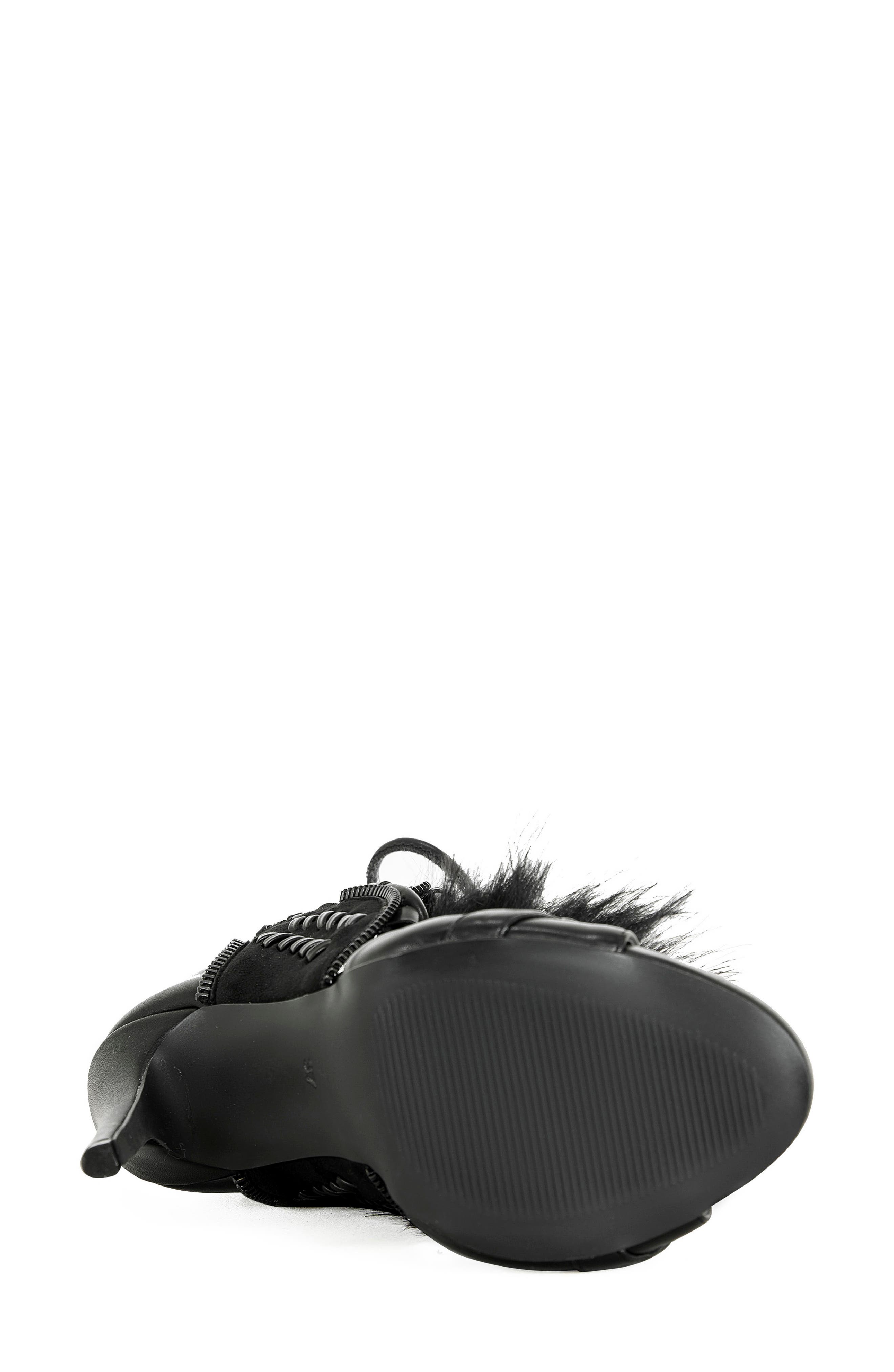 AZALEA WANG Shainy Faux Fur Open Toe Bootie, Alternate, color, Black