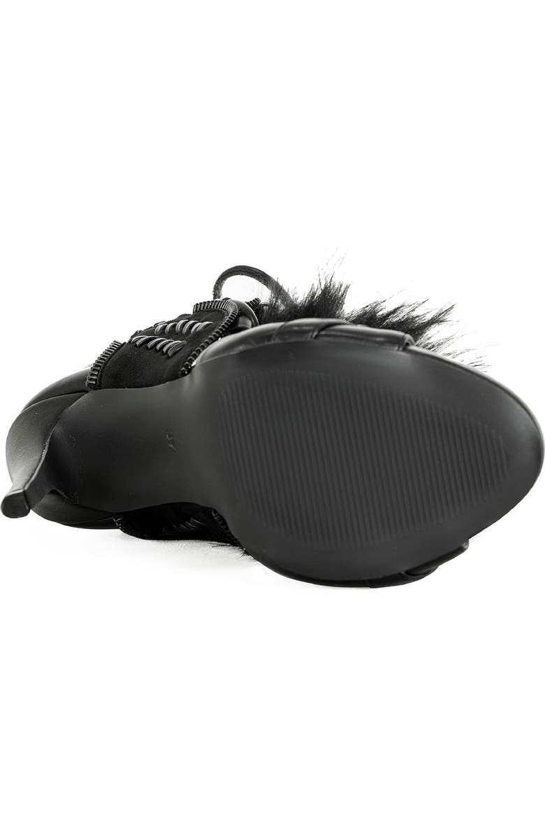 AZALEA WANG Shainy Faux Fur Open Toe Bootie, Alternate, color, Black