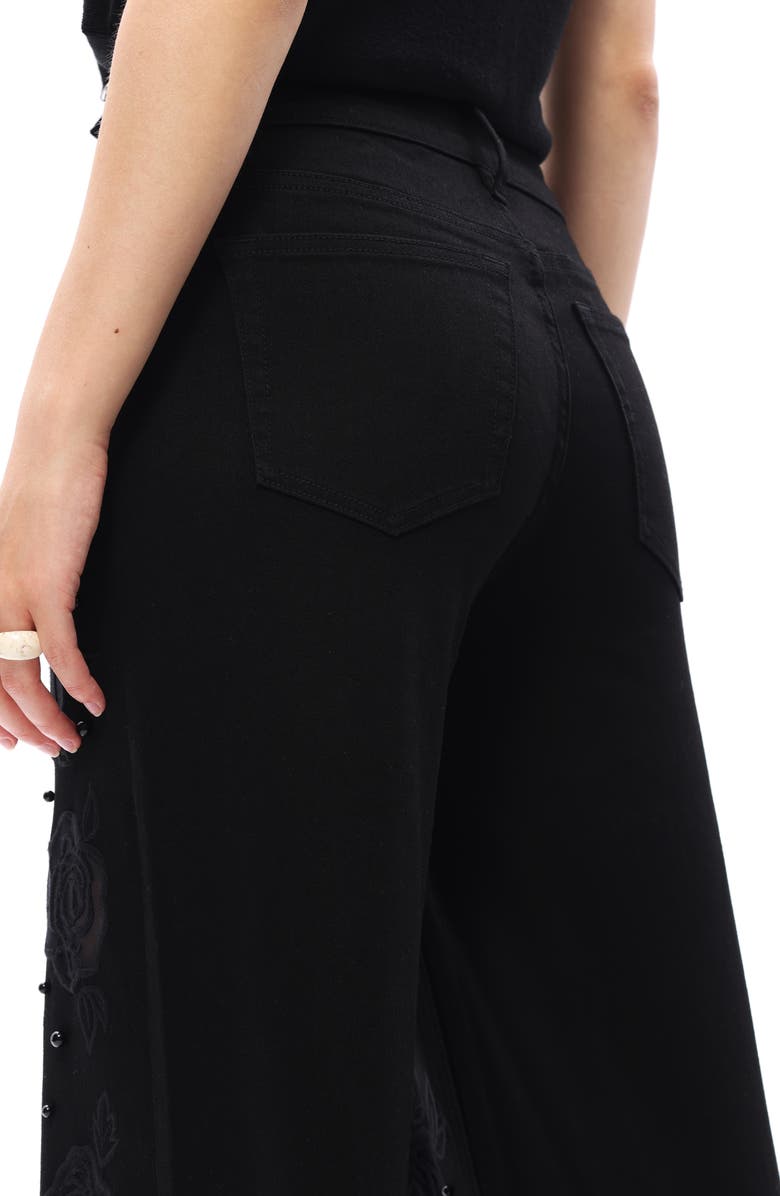 Bayeas Floral Studded Mid Rise Wide Leg Jeans, Alternate, color, 